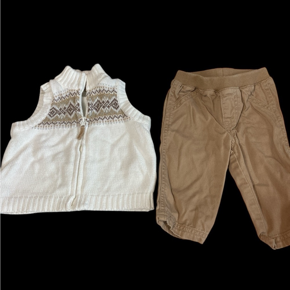 Carters preppy chinos with sweater vest infant 3 month set
